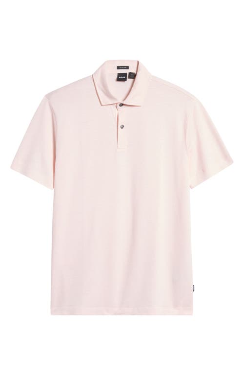 Shop Hugo Boss Boss Press Cotton And Linen Polo In Light/pastel Pink