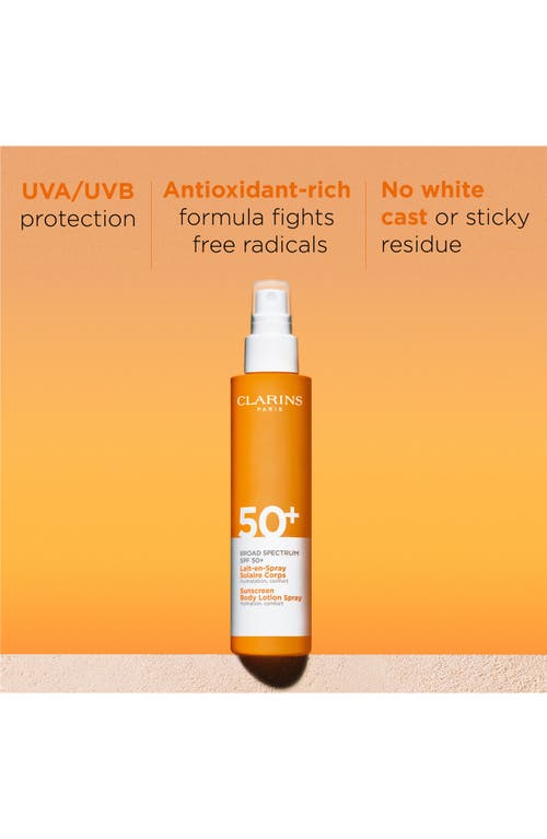 Clarins Sunscreen Body Lotion Spray Broad Spectrum Spf 50+, 5 Oz. In No Color