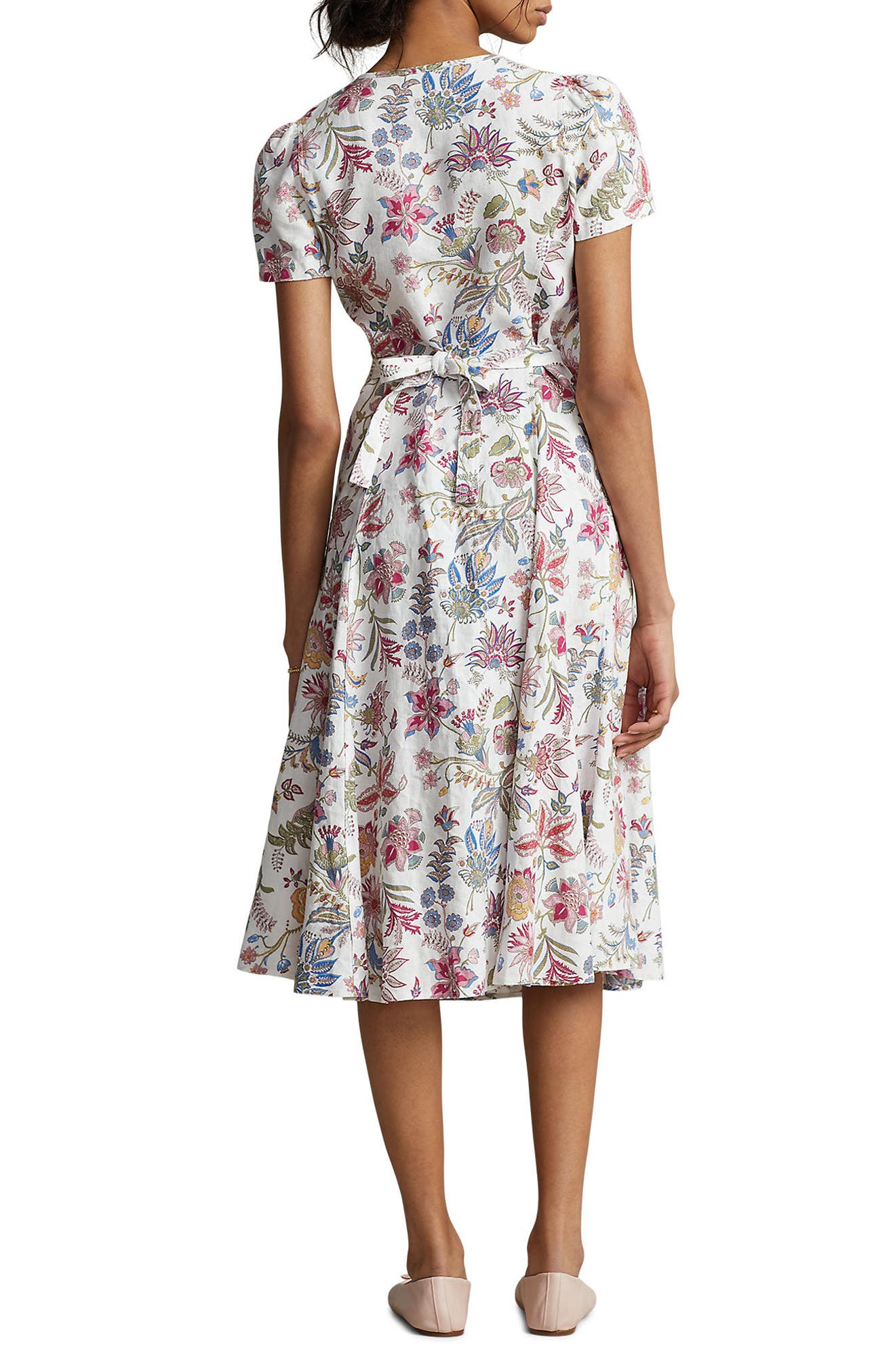 Polo Ralph Lauren Women's Nea Paneled Floral Linen Midi-Dress - Wallpaper Floral - Size 4