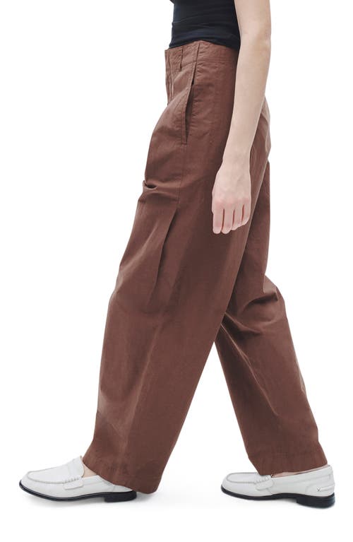 Rag & Bone Donovan Pleated Cotton Twill Wide Leg Pants In Brown