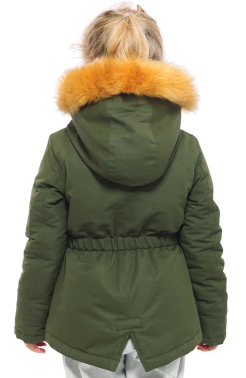 Rokka&rolla Kids' Parka Jacket With Insulated Hood In Olive