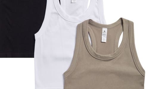 Shop 90 Degree By Reflex 3-pack Seamless Crop Tanks In Satellite/white/black