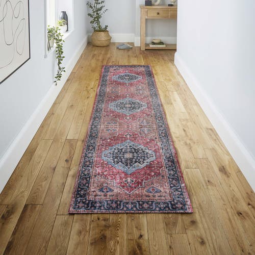 Jonathan Y Alacati Ogee Medallion Machine-washable Area Rug In Red/blue/brown