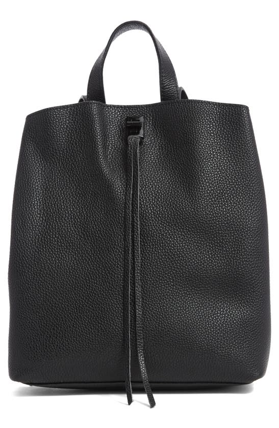 Shop Rebecca Minkoff Darren Medium Leather Backpack In Black