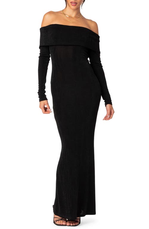 EDIKTED Susan Off the Shoulder Long Sleeve Maxi Dress Black at Nordstrom,