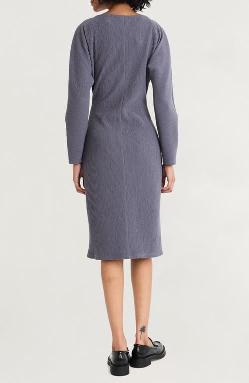 Shop Luxely Long Sleeve Boat Neck Dress In Charcoal