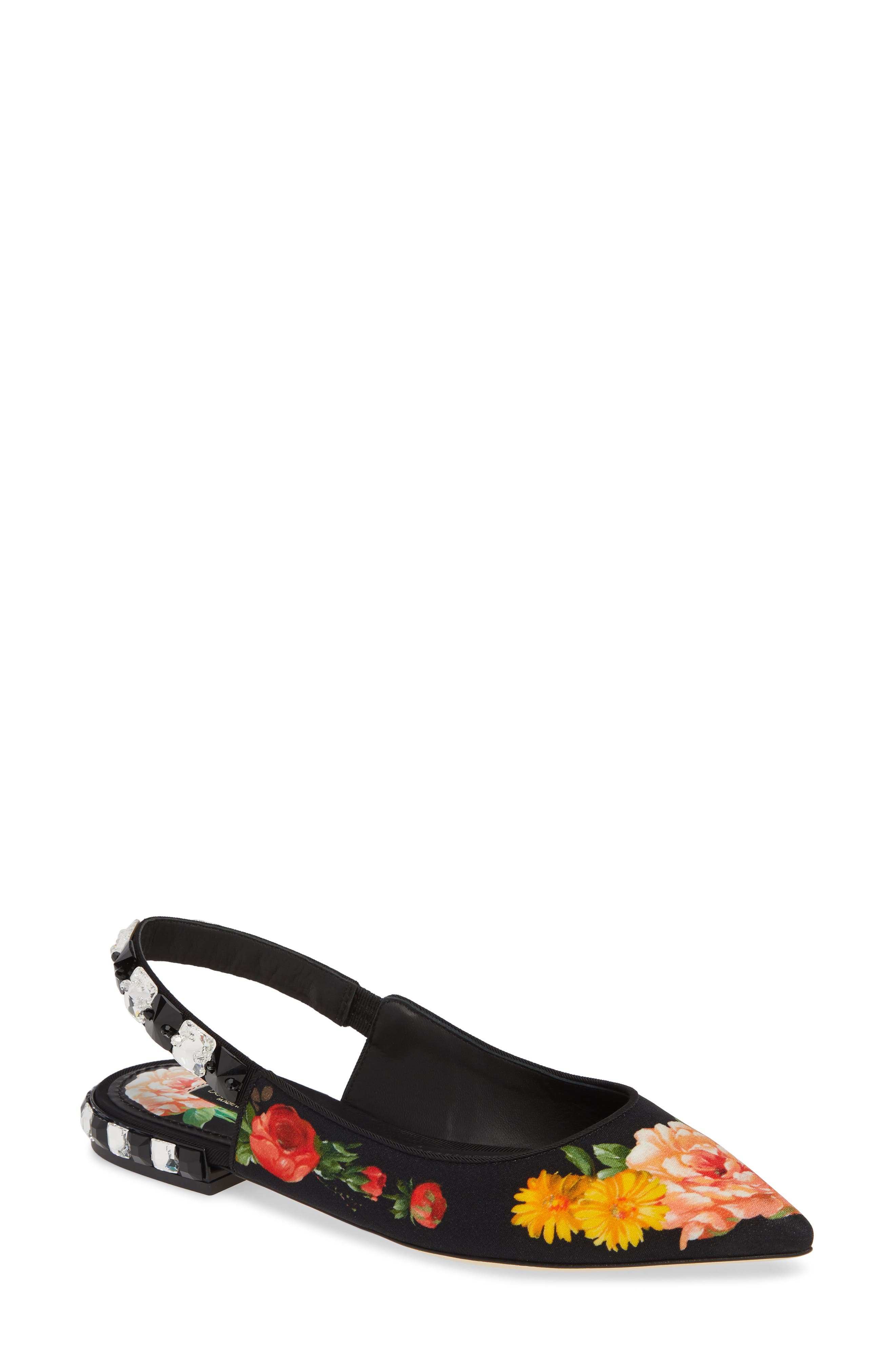 Dolce & gabbana Floral Print Slingback Flat
