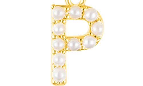 Adornia Faux Pearl Initial Charm Beaded Bracelet In Gold White-p