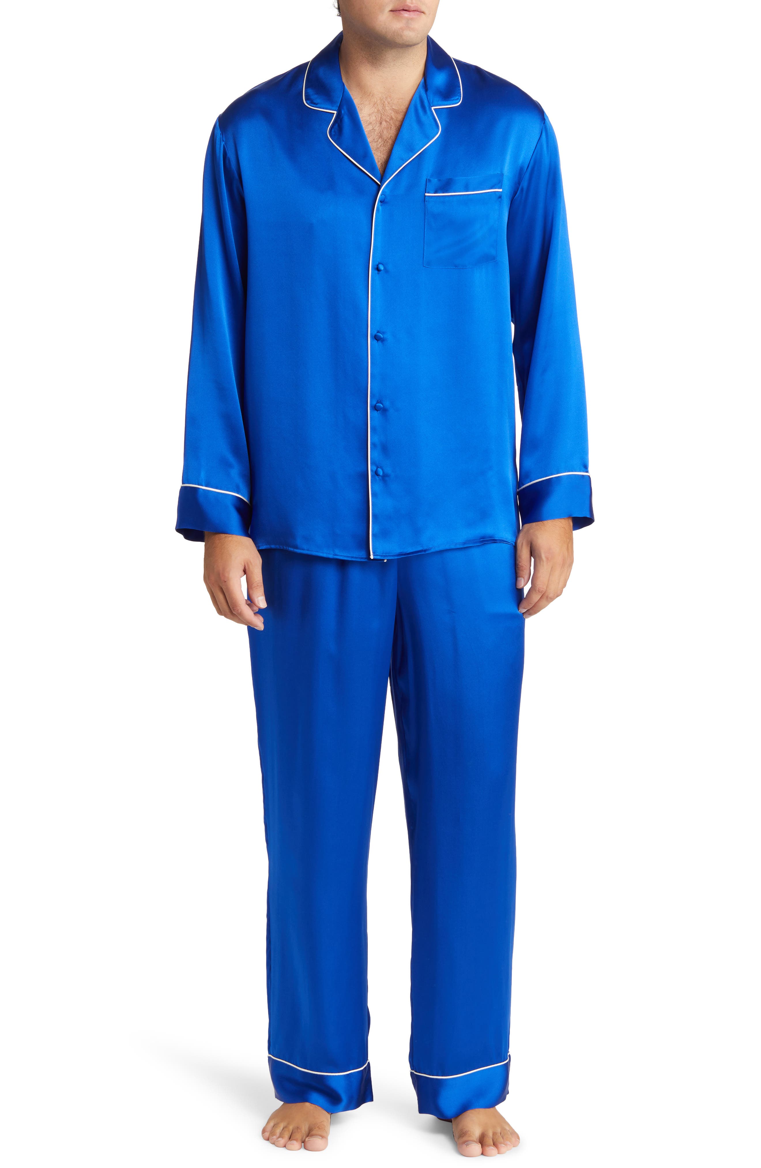 Mens Vintage NORDSTROM 2 Piece 100% Silk Pajama Set Black Chevron Size XXL Kleding Herenkleding Pyjamas & Badjassen Sets 