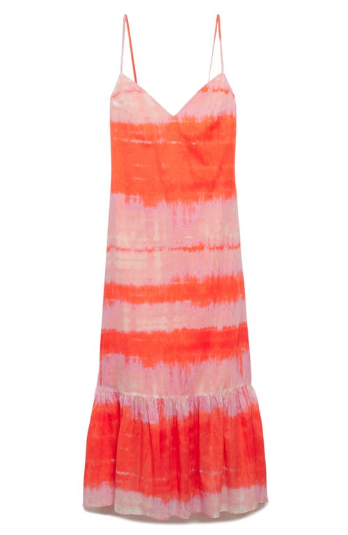 Shop Mango Print Ruffle Hem Sleeveless Maxi Dress In Orange