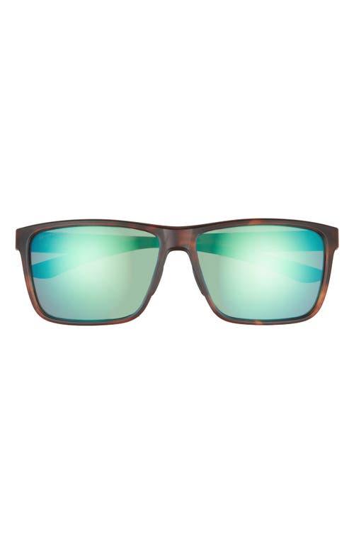 Smith Riptide 61mm Polarized Sport Square Sunglasses in Matte Tortoise/Green Mirror at Nordstrom