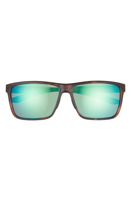 Smith Riptide 61mm Polarized Sport Square Sunglasses In Matte Tortoise/green Mirror