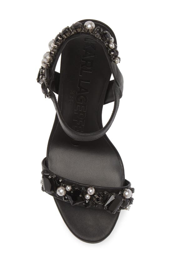 Shop Karl Lagerfeld Paris Claude Embellished Ankle Strap Sandal In Black
