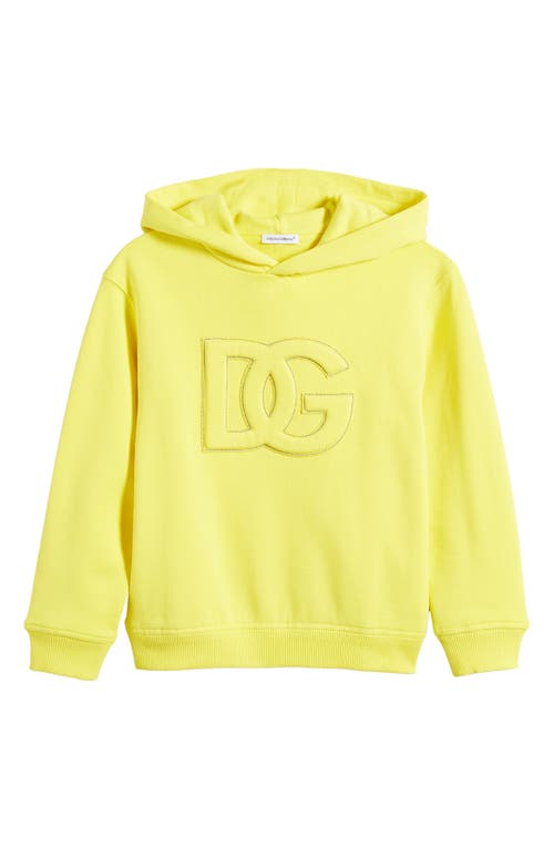 Dolce & Gabbana Kids' Logo Cotton Hoodie in Lmn Yellow at Nordstrom, Size 4T