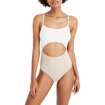 Madewell Second Wave Cutout One-Piece Swimsuit, Beige
