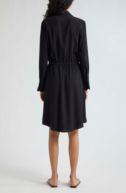 Shop Emporio Armani Long Sleeve Faux Wrap Shirtdress In Solid Black