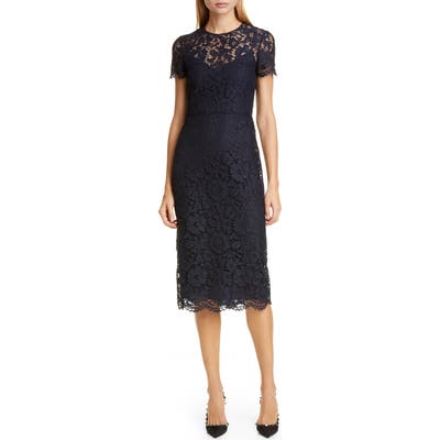 Valentino Lace Midi Sheath Dress, 6 IT - Blue