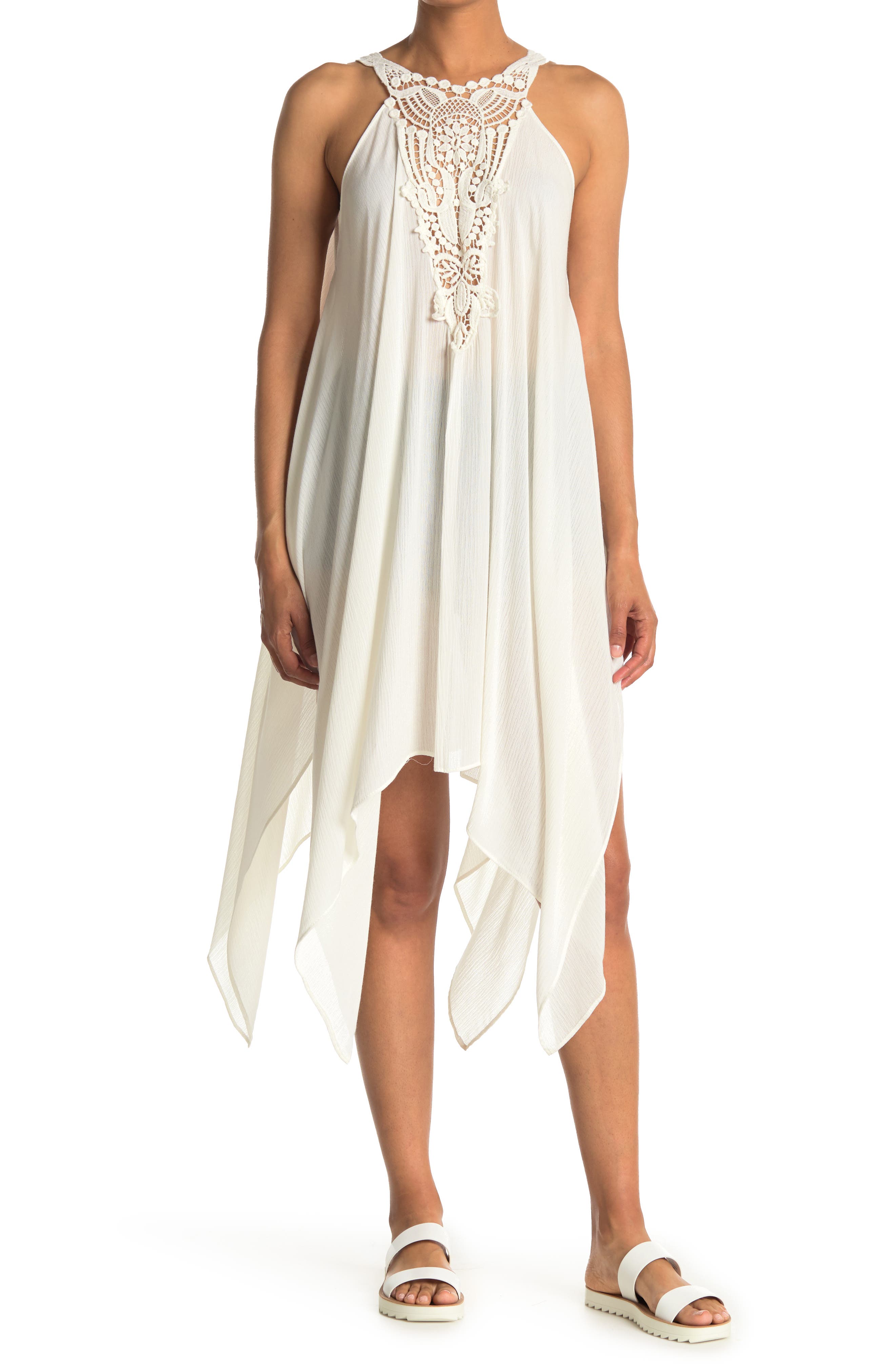 Accessory Street Lace Insert Solid Cover-up Dress In Natural4