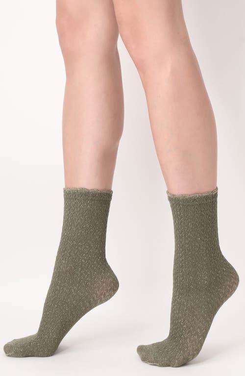 Oroblu Metallic Crew Socks in Military 