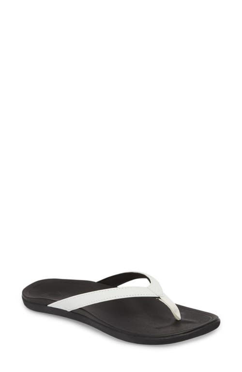 Shop Olukai Ho Opio Flip Flop In White/onyx