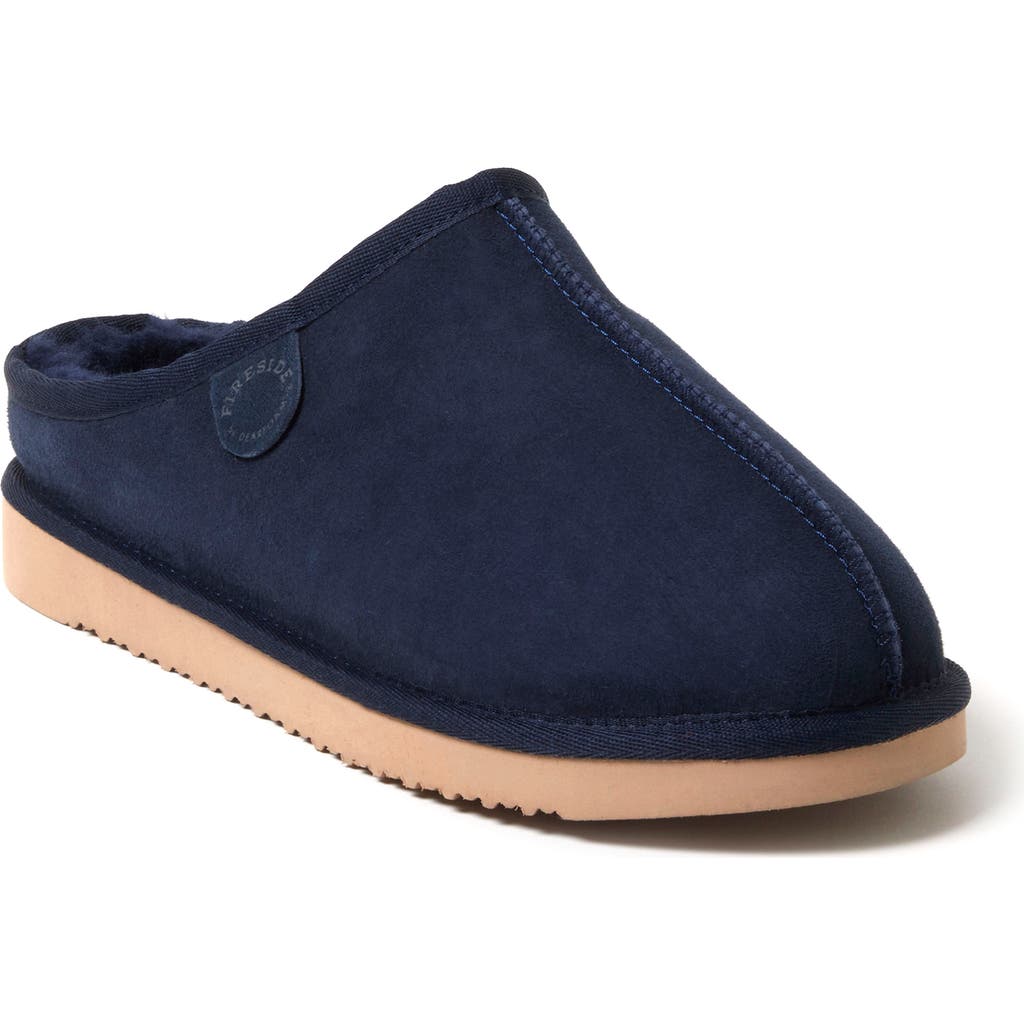 Dearfoams Fireside By Men's Grafton Genuine Shearling Clog In Navy