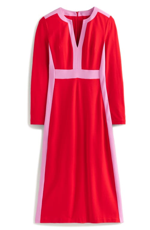 Shop Boden Catherine Contrast Trim Long Sleeve In Rouge