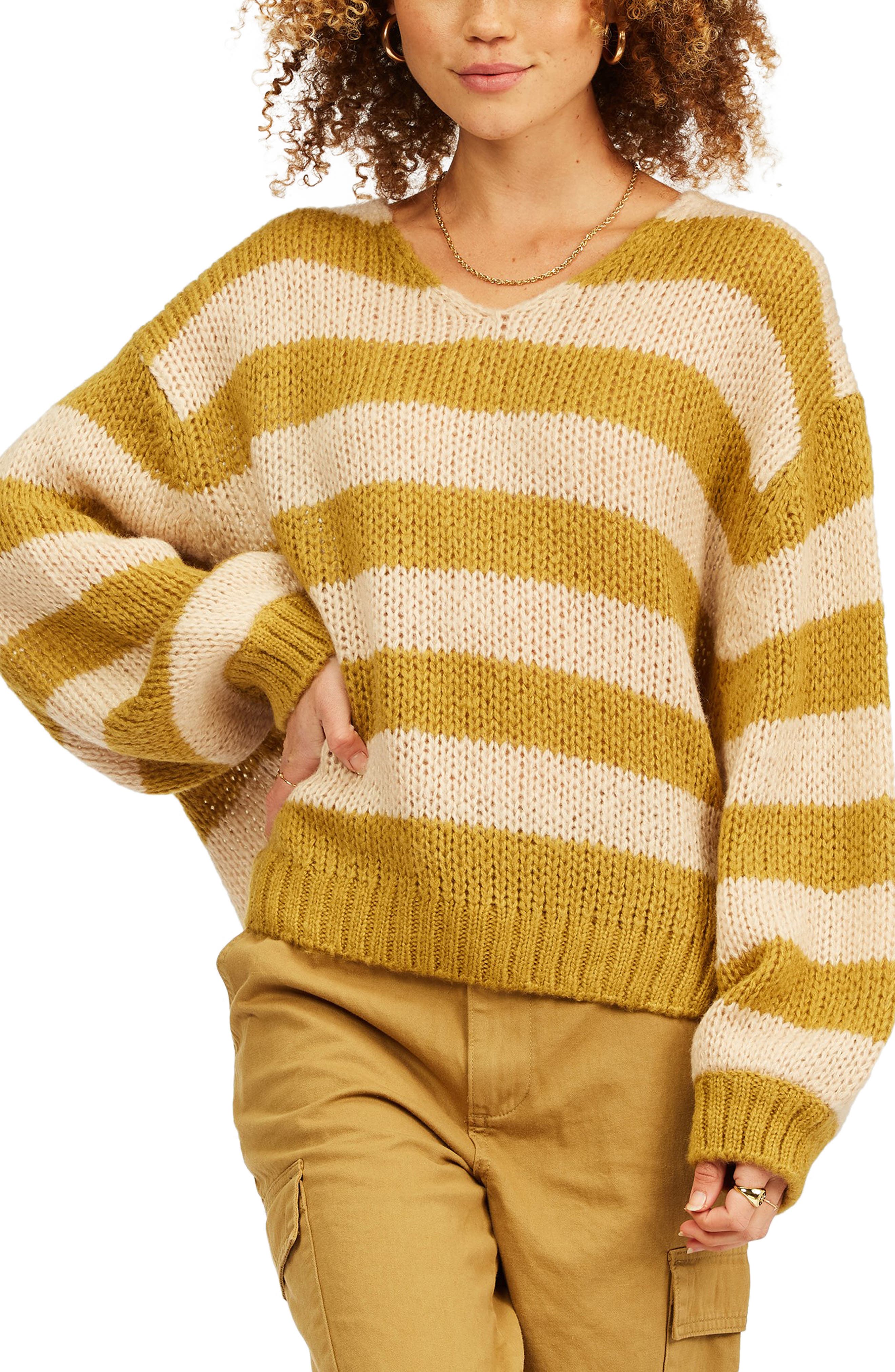 striped v neck sweater