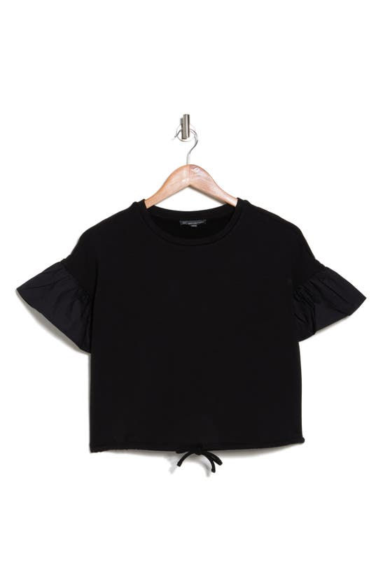 Shop Adrianna Papell Flutter Sleeve Drawstring Hem T-shirt In Black