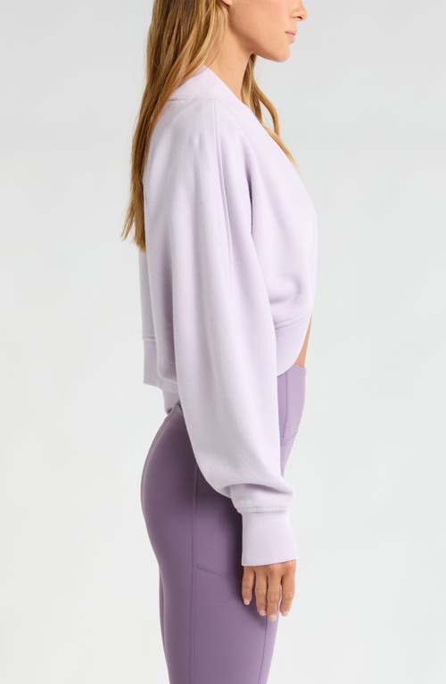 Shop Zella Cloud Fleece Cardigan Shrug In Purple Petal