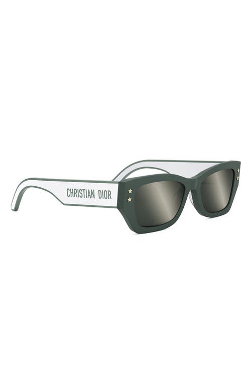 Shop Dior Pacific S2u 53mm Geometric Sunglasses In Shiny Dark Green/brown