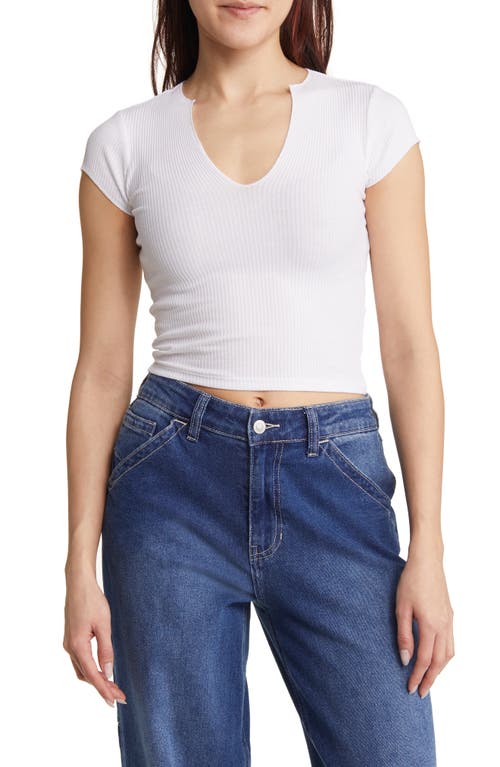 BDG Urban Outfitters Nola Notch Neck Stretch Cotton Crop Top in White