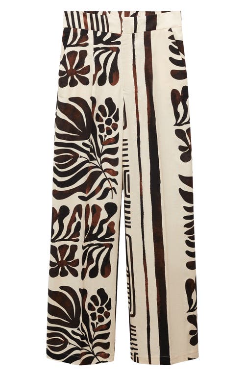 Mango Karina Cotton & Linen Pants In Brown
