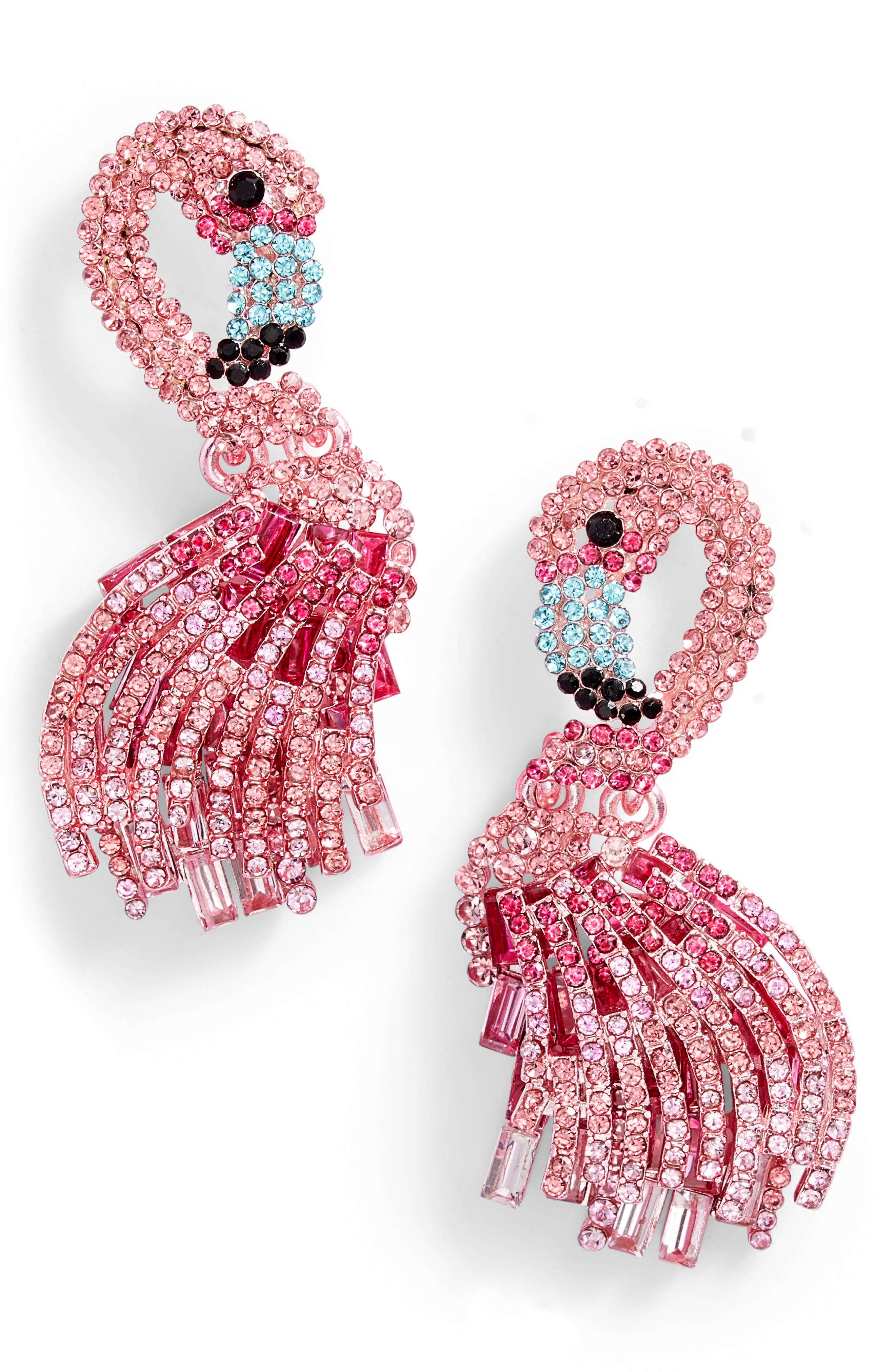 Modern cube pink glass bead drop earrings