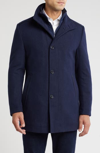 ENGLISH LAUNDRY ENGLISH LAUNDRY WOOL BLEND COAT WITH BIB