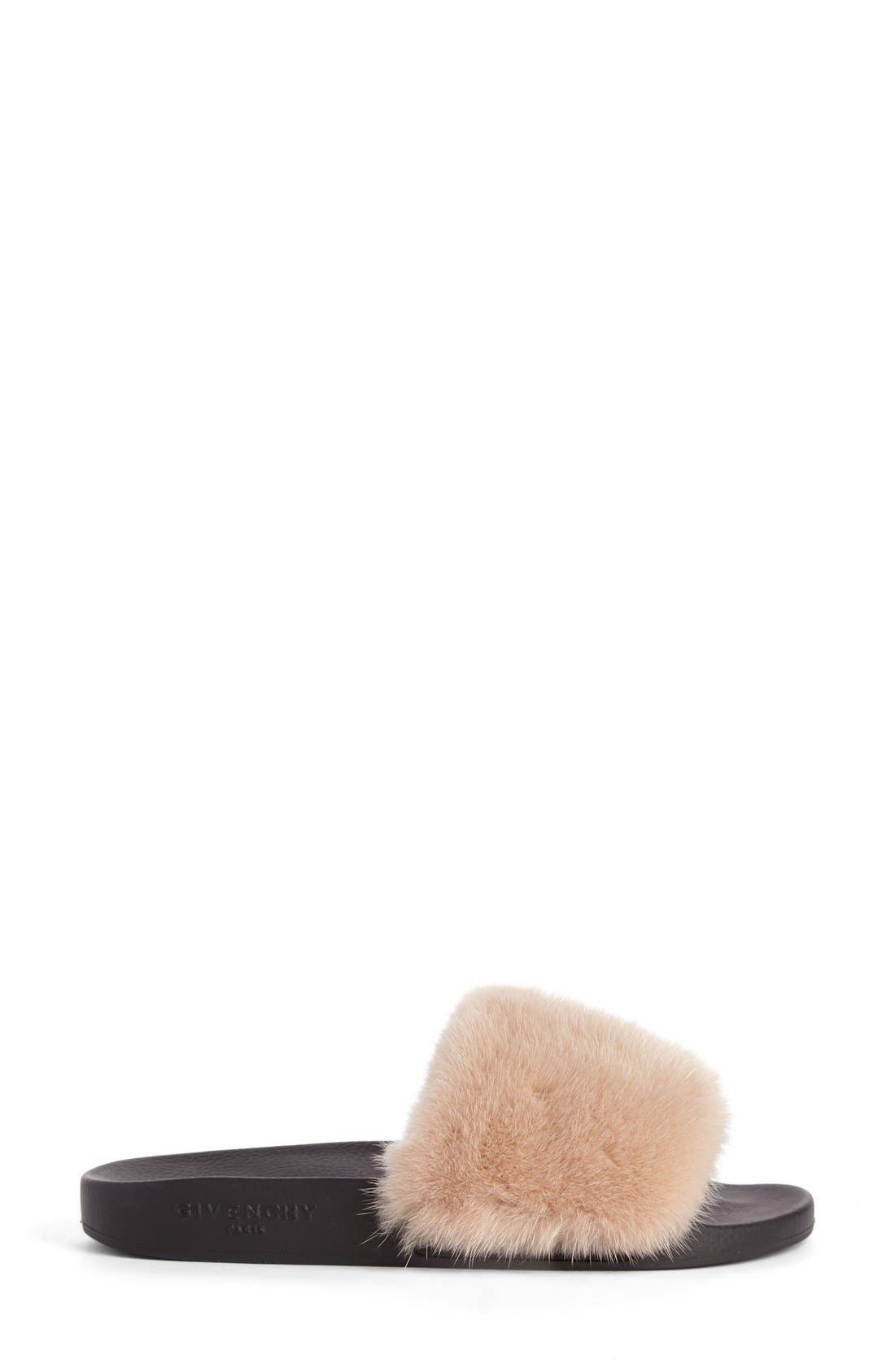 givenchy women's mink fur & rubber slides