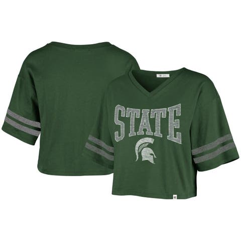 Philadelphia Eagles '47 Women's Skyler Parkway Cropped Long Sleeve T-Shirt  - Midnight Green