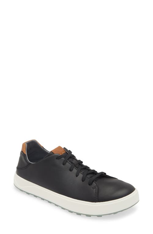 Olukai Wai'alae Waterproof Leather Golf Shoe In Black