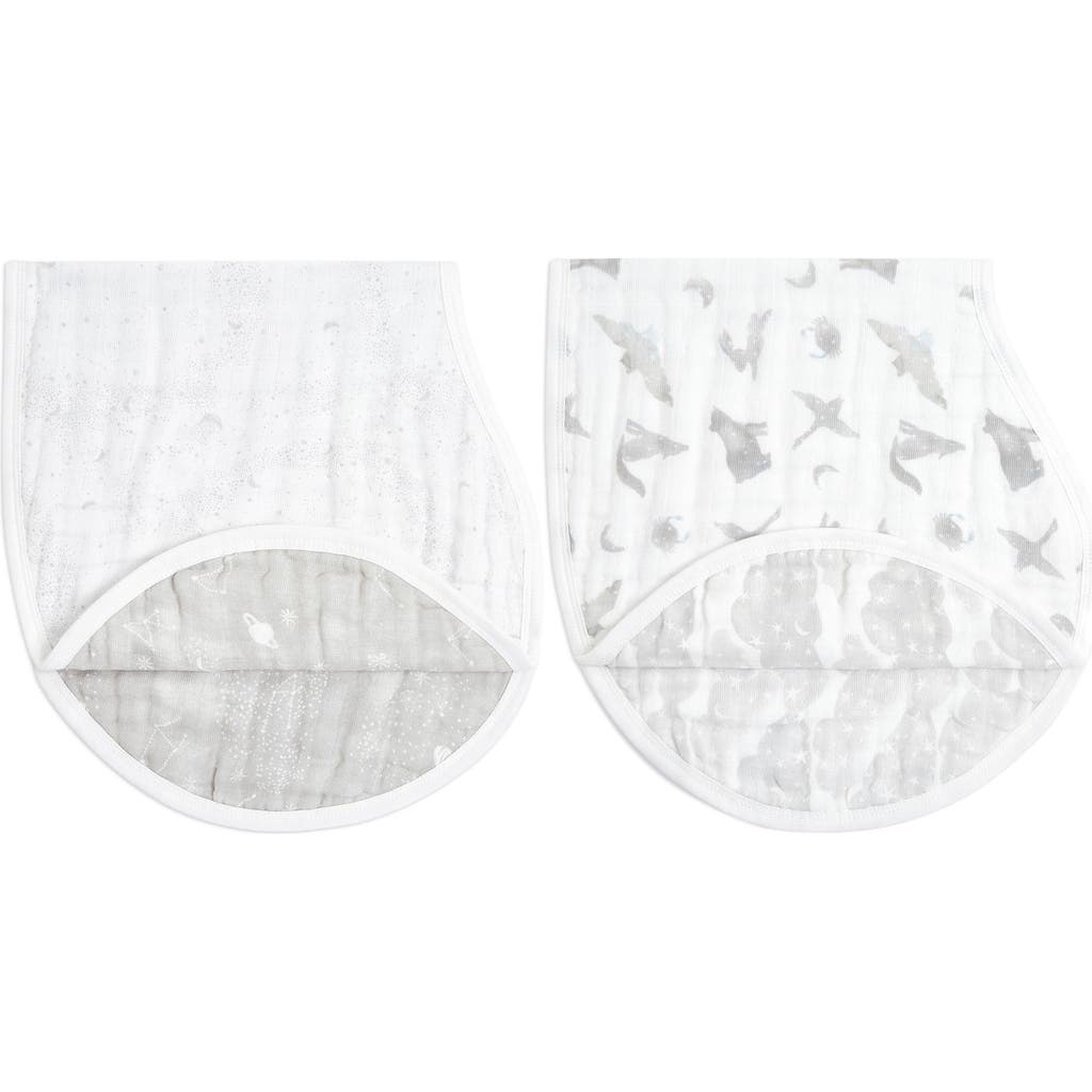 aden + anais 2-Pack Organic Cotton Burpy Bibs in Map The Stars Grey