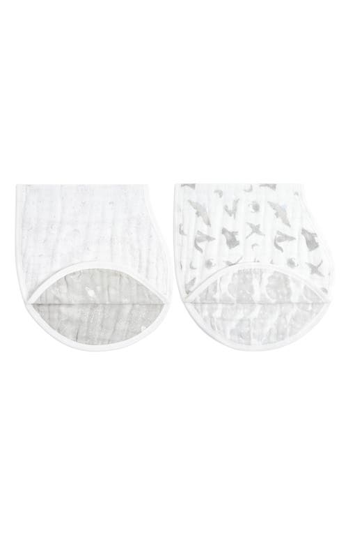 aden + anais 2-Pack Organic Cotton Burpy Bibs in Map The Stars Grey