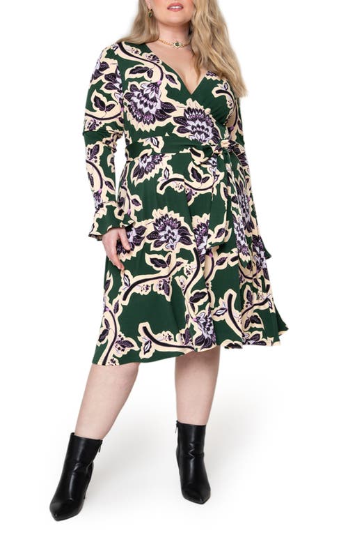 Leota Rosalia Floral Print Long Sleeve Dress in Wallflower African Violet