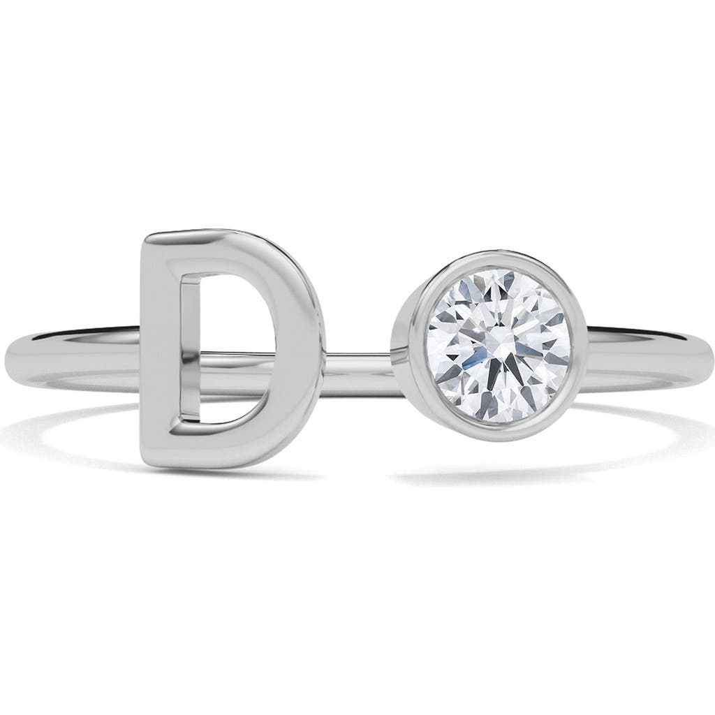 Hautecarat Lab Grown Diamond Letter Ring In 18k White Gold - D