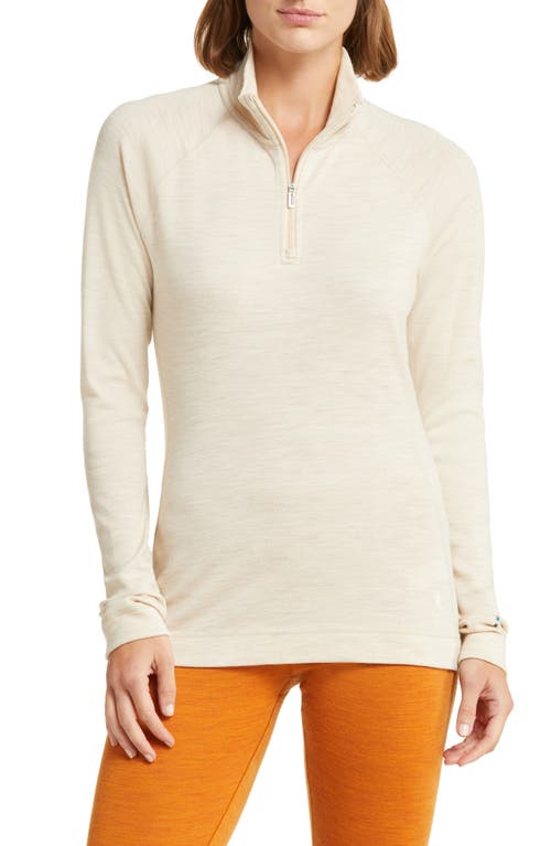 Classic Thermal Long Sleeve Merino Wool Quarter-Zip Base Layer Top in Almond Heather