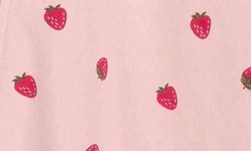 Shop Miles The Label Strawberry Print Ruffle Cotton French Terry Romper In Pink Light