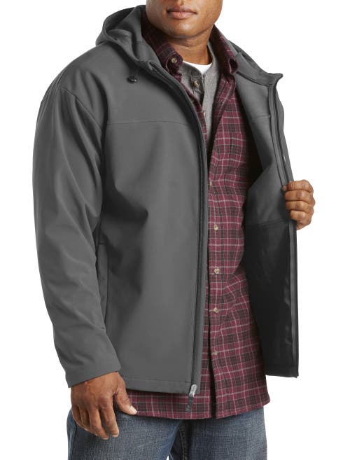 Harbor Bay By Dxl Hooded Bonded Fleece Jacket In Charcoal Blk