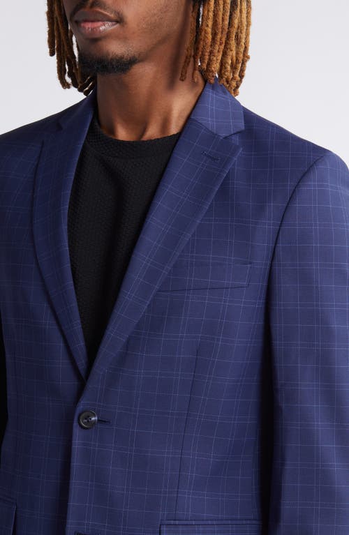 Shop Open Edit Plaid Slim Fit Stretch Wool Blend Sport Coat In Navy Twin Pane