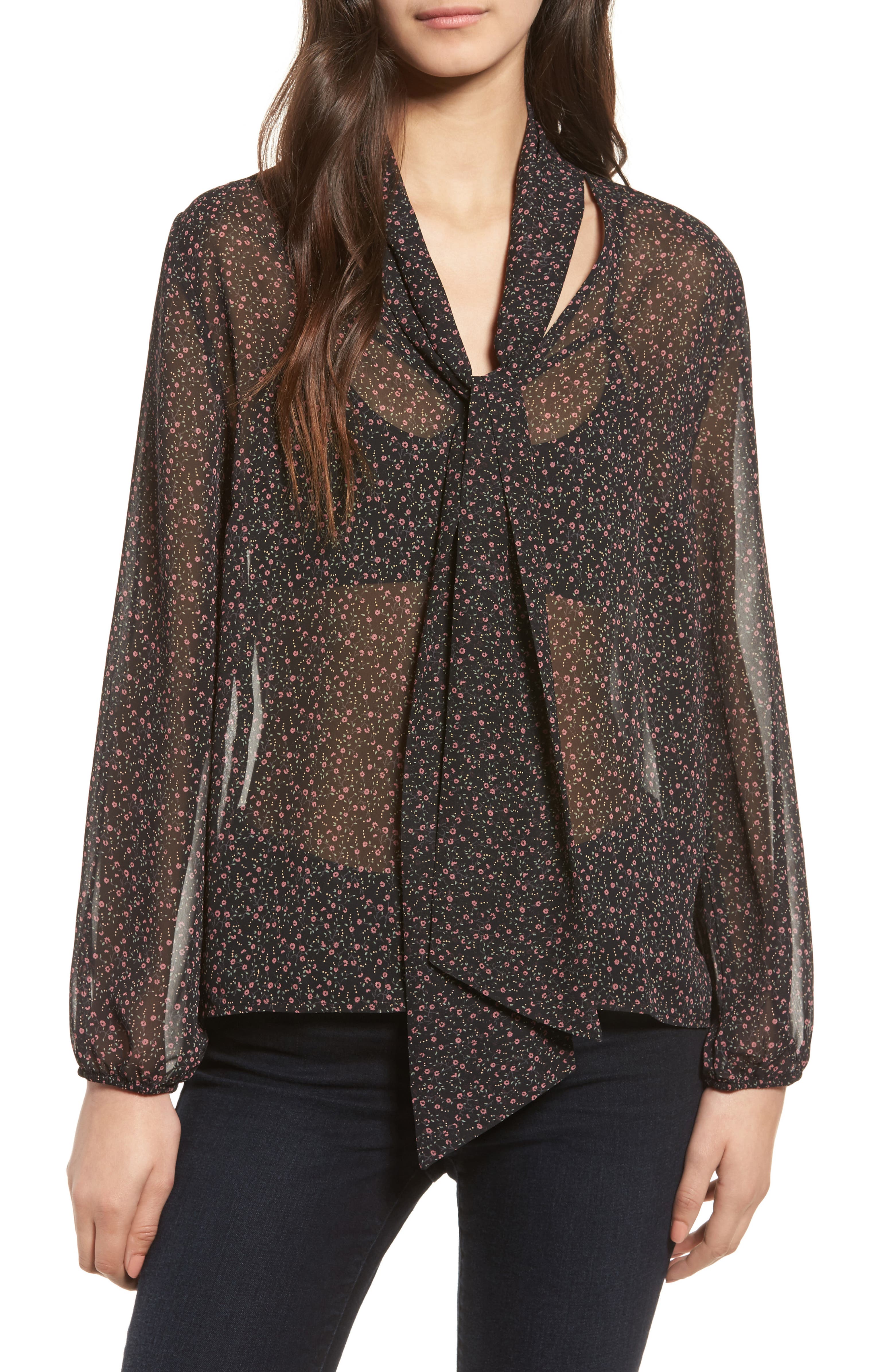 BP. Print Tie Neck Blouse | Nordstrom