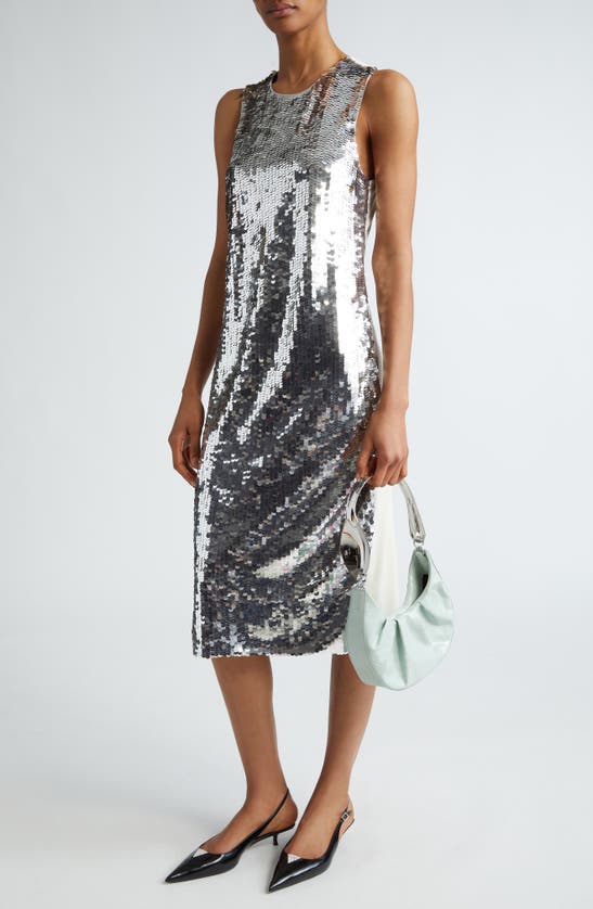 Shop Puppets And Puppets Sequin Tank Dress In Silver
