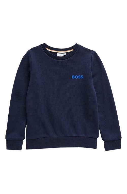 Shop Bosswear Boss Kidswear Kids' Logo Crewneck Sweatshirt In Navy