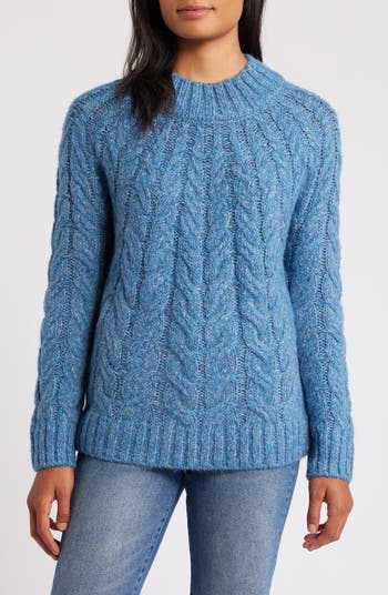 Cable knit trim stitchy sweater hotsell