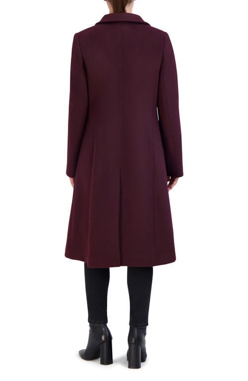 Cole Haan Signature Longline Wool Blend Coat In Bordeaux